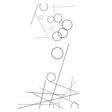 Geometrik Memphis Geçmişi. Kartpostal, Yazdırma, Banner ya da Poster için Basit Desen. Yüzükler ve Satırlarla Modern Soyut Arkaplan. 