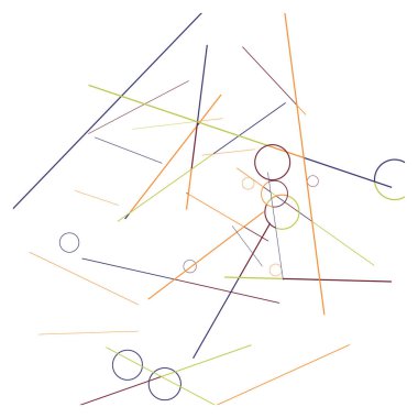 Geometrik Memphis Geçmişi. Kartpostal, Yazdırma, Banner ya da Poster için Basit Desen. Yüzükler ve Satırlarla Modern Soyut Arkaplan. 