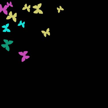 Renkli Kelebeklerle Yaz Arkaplanı. Güzel Kelebek Siluetleriyle Basit Kadınsı Desen