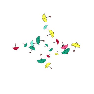 Şemsiyeli güzel bir yaz geçmişi var. Şemsiyeler serbest çizgi film tarzında. Desen Sanatı İllüstrasyon Vektörü