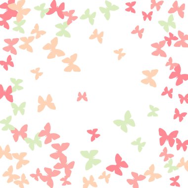 Renkli Kelebeklerle Yaz Arkaplanı. Güzel Kelebek Siluetleriyle Basit Kadınsı Desen