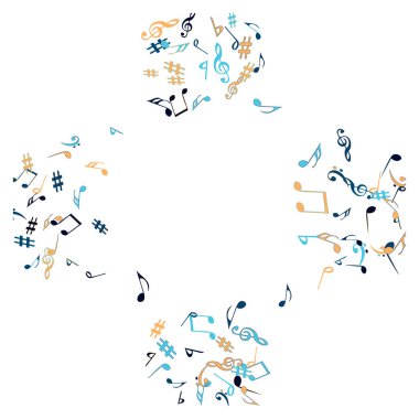 Müzikal İşaretler Notlu Modern Arkaplan. 