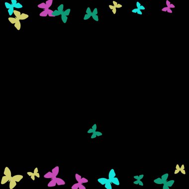 Renkli Kelebeklerle Yaz Arkaplanı. Güzel Kelebek Siluetleriyle Basit Kadınsı Desen