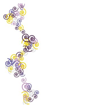 Renkli spiralleri olan şenlikli bir arka plan. Posta kartı, baskı, afiş ya da poster modası. Parti dekorasyonu, düğün, doğum günü ya da yıldönümü davetiyesi için güzel spiraller. Vektör