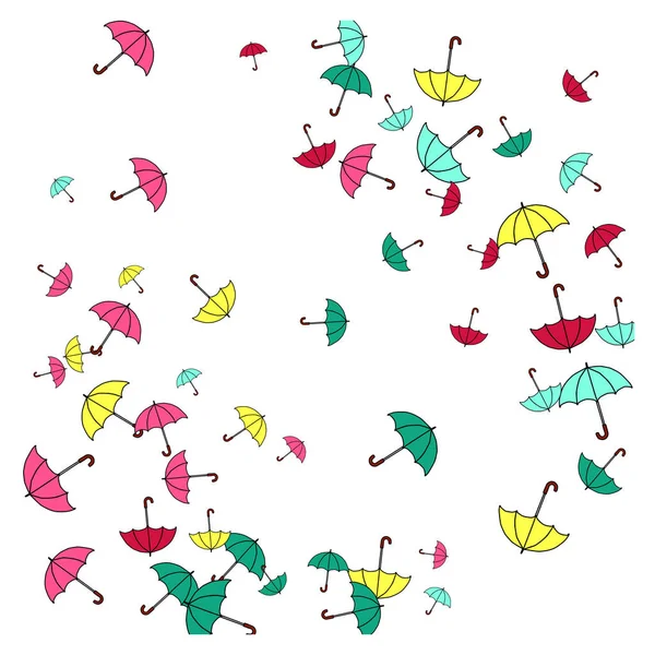 Hübscher Sommerhintergrund Mit Sonnenschirmen Regenschirme Cartoon Free Style Muster Art — Stockvektor