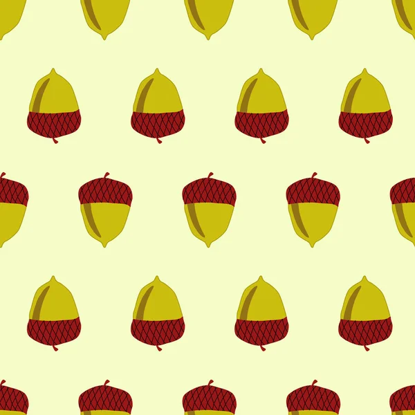 Cute Pattern Acorns Greeting Card Poster Seamless Texture Vector Background — Stock Vector