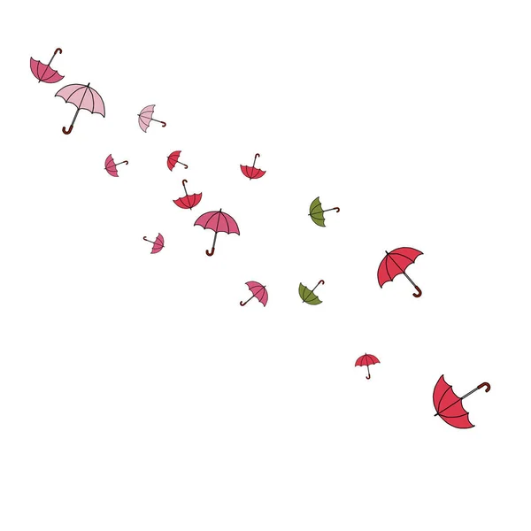 Bonito Fondo Verano Con Sombrillas Paraguas Estilo Libre Dibujos Animados — Vector de stock