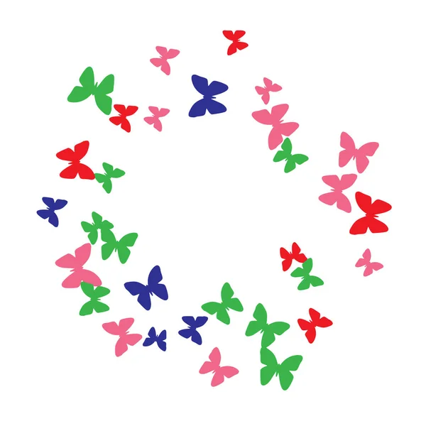 Sfondo Estivo Con Farfalle Colorate Modello Femminile Semplice Con Belle — Vettoriale Stock