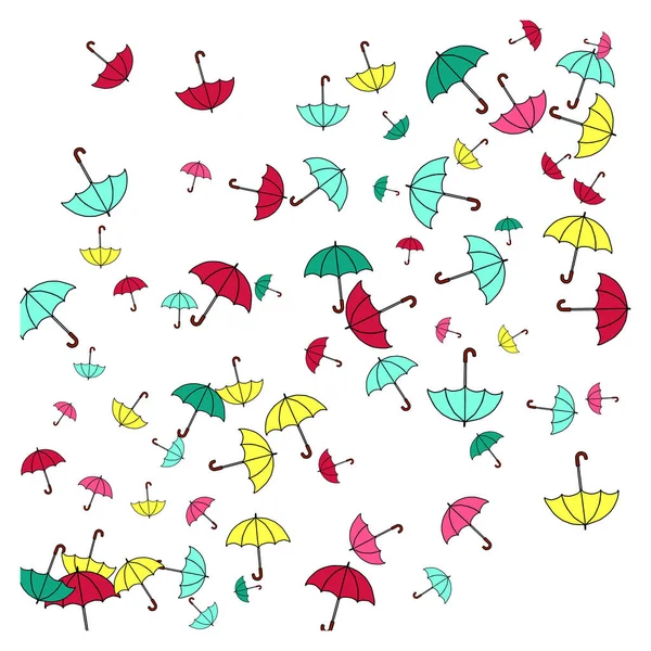 Szép Nyári Háttér Esernyőkkel Esernyők Rajzfilm Ingyenes Stílus — Stock Vector