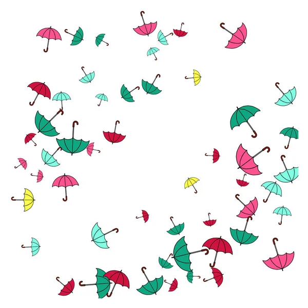 Bonito Fondo Verano Con Sombrillas Paraguas Estilo Libre Dibujos Animados — Vector de stock