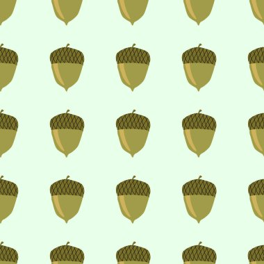 Tebrik kartı ya da Poster için meşe palamudu olan şirin bir desen. Kusursuz bir doku. Sonbahar veya Yaz Tasarımı için Vektör Arkaplanı.