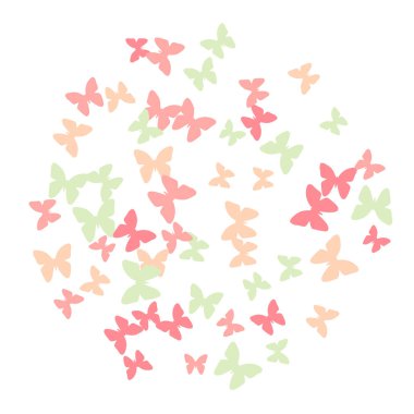 Renkli Kelebeklerle Yaz Arkaplanı. Güzel Kelebek Siluetleriyle Basit Kadınsı Desen