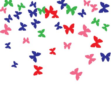 Renkli Kelebeklerle Yaz Arkaplanı. Güzel Kelebek Siluetleriyle Basit Kadınsı Desen