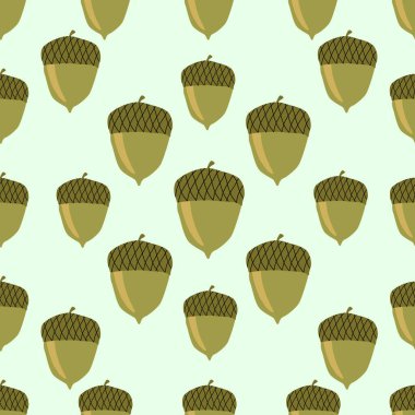 Tebrik kartı ya da Poster için meşe palamudu olan şirin bir desen. Kusursuz bir doku. Sonbahar veya Yaz Tasarımı için Vektör Arkaplanı.