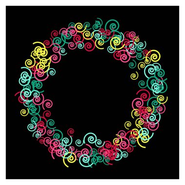 Renkli spiralleri olan şenlikli bir arka plan. Parti dekorasyonu, düğün, doğum günü ya da yıldönümü davetiyesi için güzel spiraller.