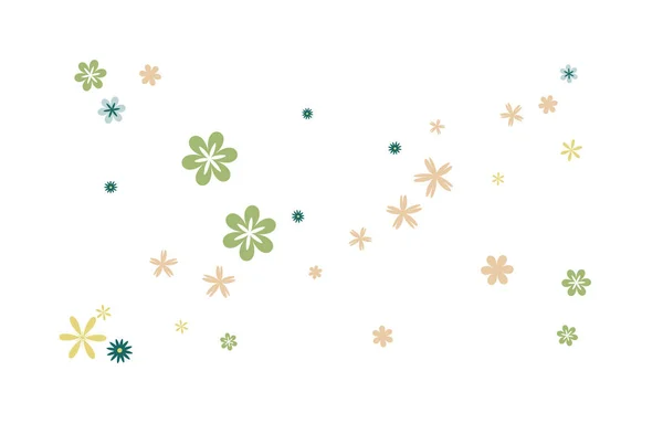 グリーティングカードやポスター用のシンプルな小さな花で繊細な花柄 原始的なスタイルのナイーブデイジーの花 — ストックベクタ