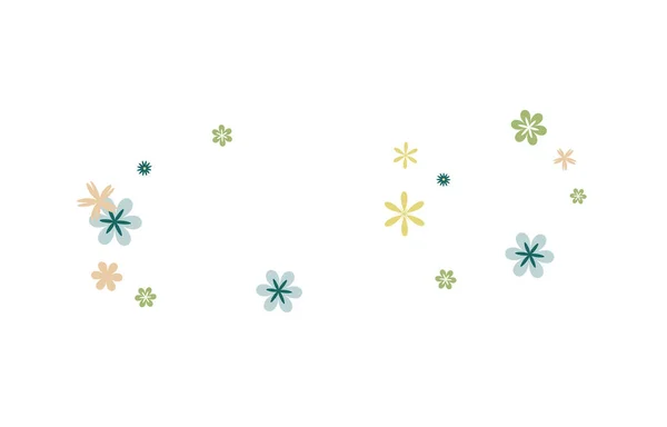 グリーティングカードやポスターのためのシンプルな小さな花とかわいい花のパターン 原始的なスタイルでナイーブデイジー花 春または夏のデザインのベクトル背景 — ストックベクタ