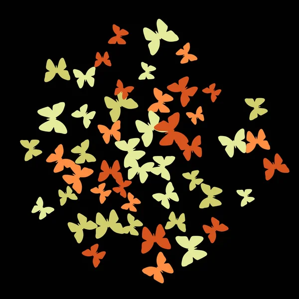 有彩色蝴蝶的夏天背景 时尚的装饰与美丽的蝴蝶轮廓 有蛾的病媒背景 — 图库矢量图片