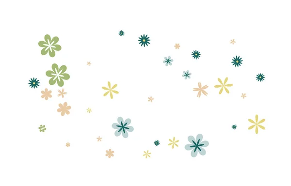 グリーティングカードやポスターのためのシンプルな小さな花と女性の花のパターン — ストックベクタ