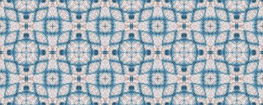 Etnik mavi desen. Geometri tarzı. Suluboya fayans. Kusursuz desen. Renkli bir antika geçmişi var. Organik tasarım. Kusursuz bir doku. Halk tasarımı.