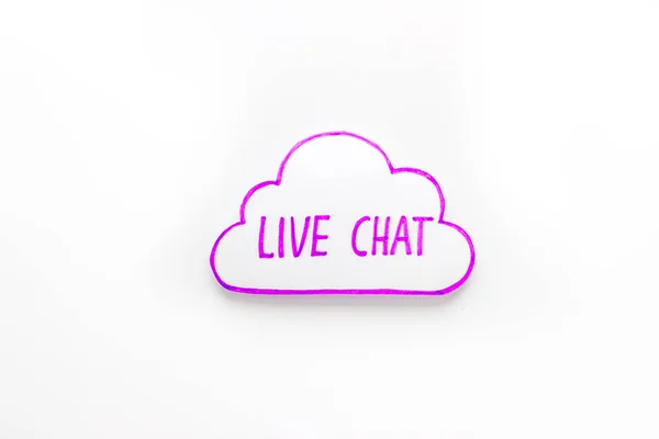 Live chat communication concept - words on white background top view
