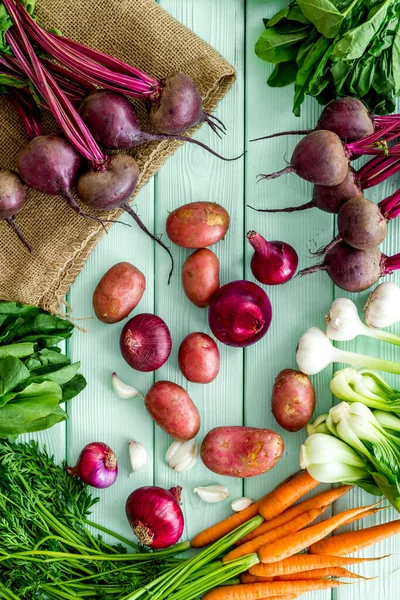 Harvest of vegetables. Home gardening. Top view