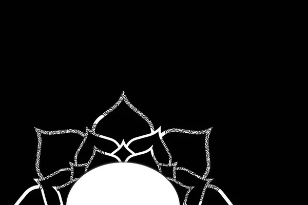 Half Mandala White Shape Filled Different Texture Black Background — Stock Photo, Image