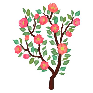 Hassas bahar dalı ile çiçek ve yaprak gösterimi