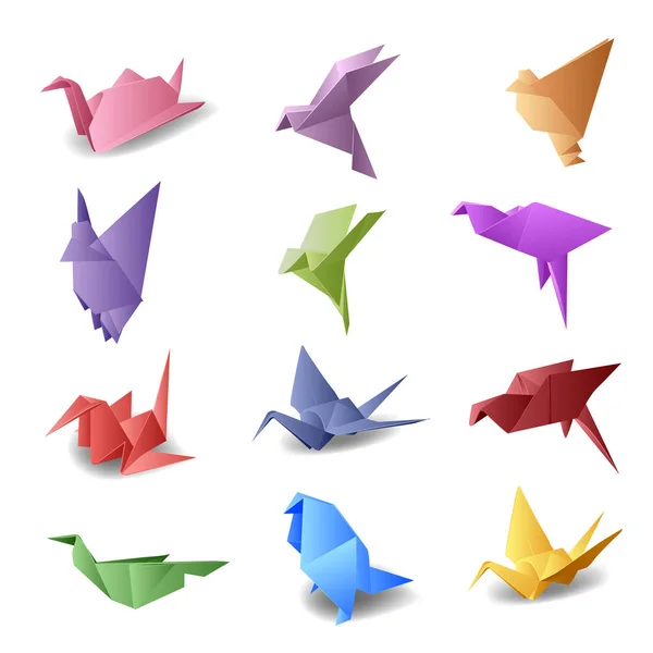 Conjunto de vetores com pássaros origami . —  Vetores de Stock