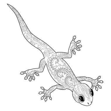 Gecko zentangle tarzı ile boyama sayfası.