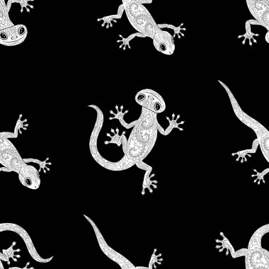 Gecko zentangle tarzı ile boyama sayfası.