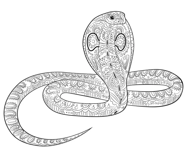 Página para colorear con serpiente en estilo zentangle . — Archivo Imágenes Vectoriales