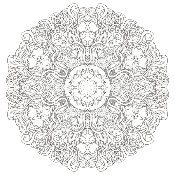 Kleurplaat Met Zentangle Mandala Voor Stressprogramma Therapie — Stockvector