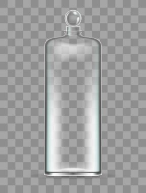 Gerçekçi cam şişe parfüm için. İzole şeffaflık nesne.