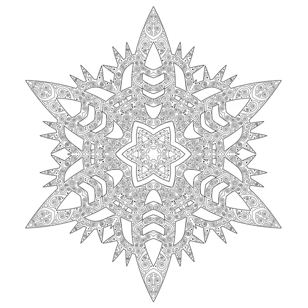 Зимняя раскраска со снежинкой — стоковый вектор