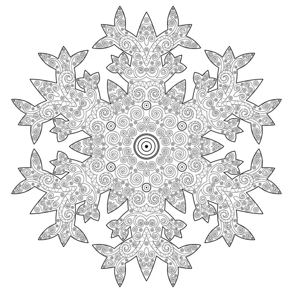 Coloriage d'hiver avec flocon de neige anti stress — Image vectorielle