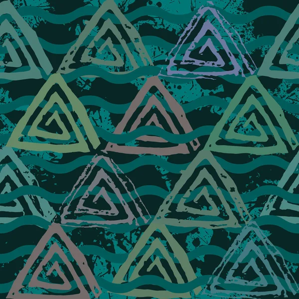 Modèle sans couture avec triangles grunge salissants texturés — Image vectorielle