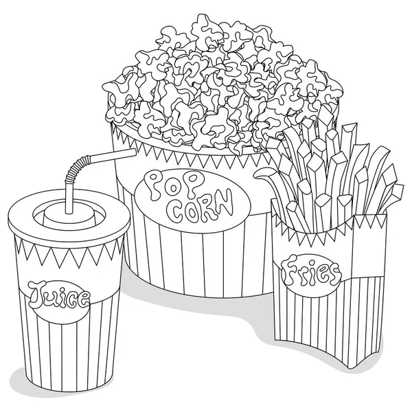 Fast food for coloring book — Stock Vector