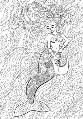 Deniz kızı desenli çizimi.