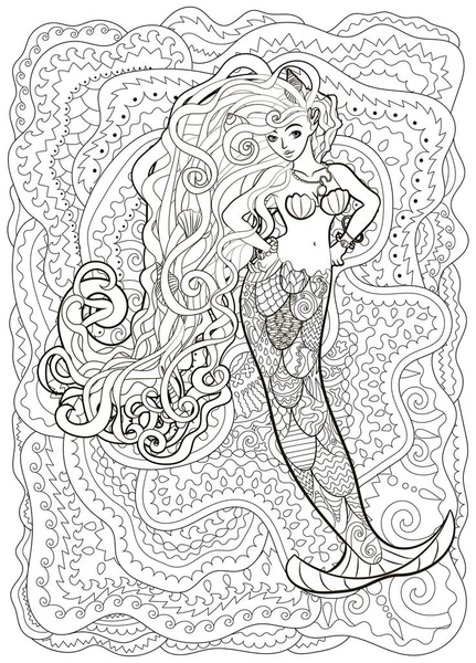 Patterned illustration of a mermaid. — Stock Vector