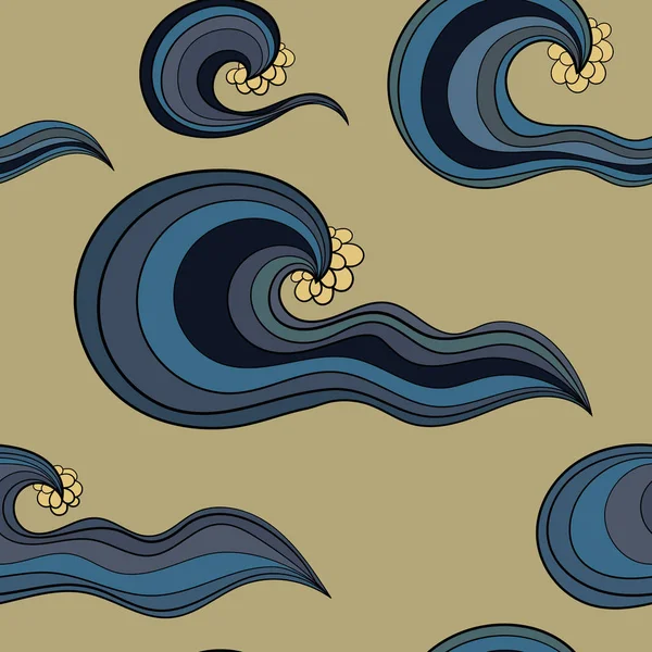 Färgglada seamles mönster med oceaniska vågor. — Stock vektor