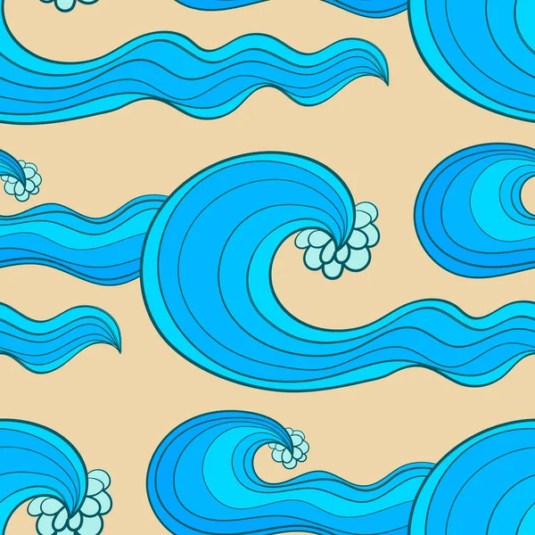 Цветные морские узоры с океаническими волнами . — стоковый вектор