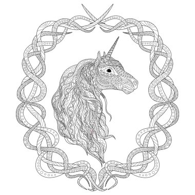 Boyama kitabı için güzel tek boynuzlu at.