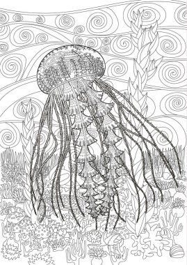 Boyama için yüksek detaylı denizanası