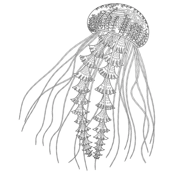 High detailed jellyfish for coloring — Stockvector