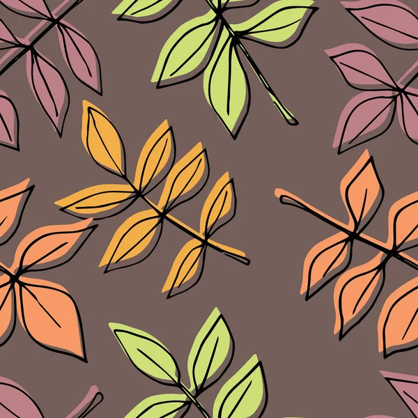 Patrón sin costura de otoño con hojas — Vector de stock