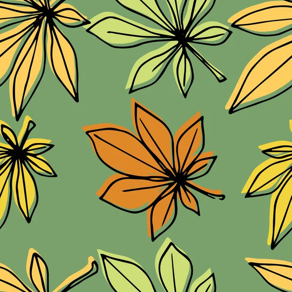 Herbst nahtlose Muster mit Blättern — Stockvektor