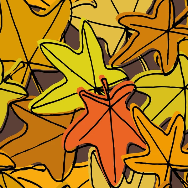 葉の秋のシームレスなパターン — ストックベクタ