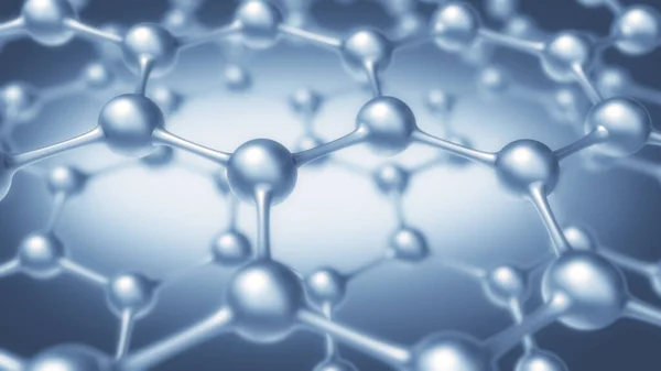 Mavi molekül nano teknoloji yapısı, 3D görüntüleme.