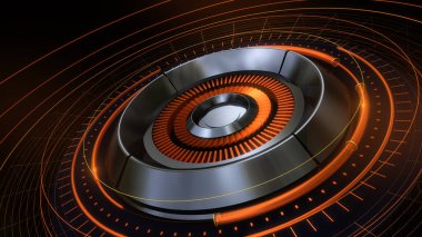 Fütürist Bilim Kurgu Çemberi Turuncu Parıltı, Soyut Arkaplan, 3B Renklendirme